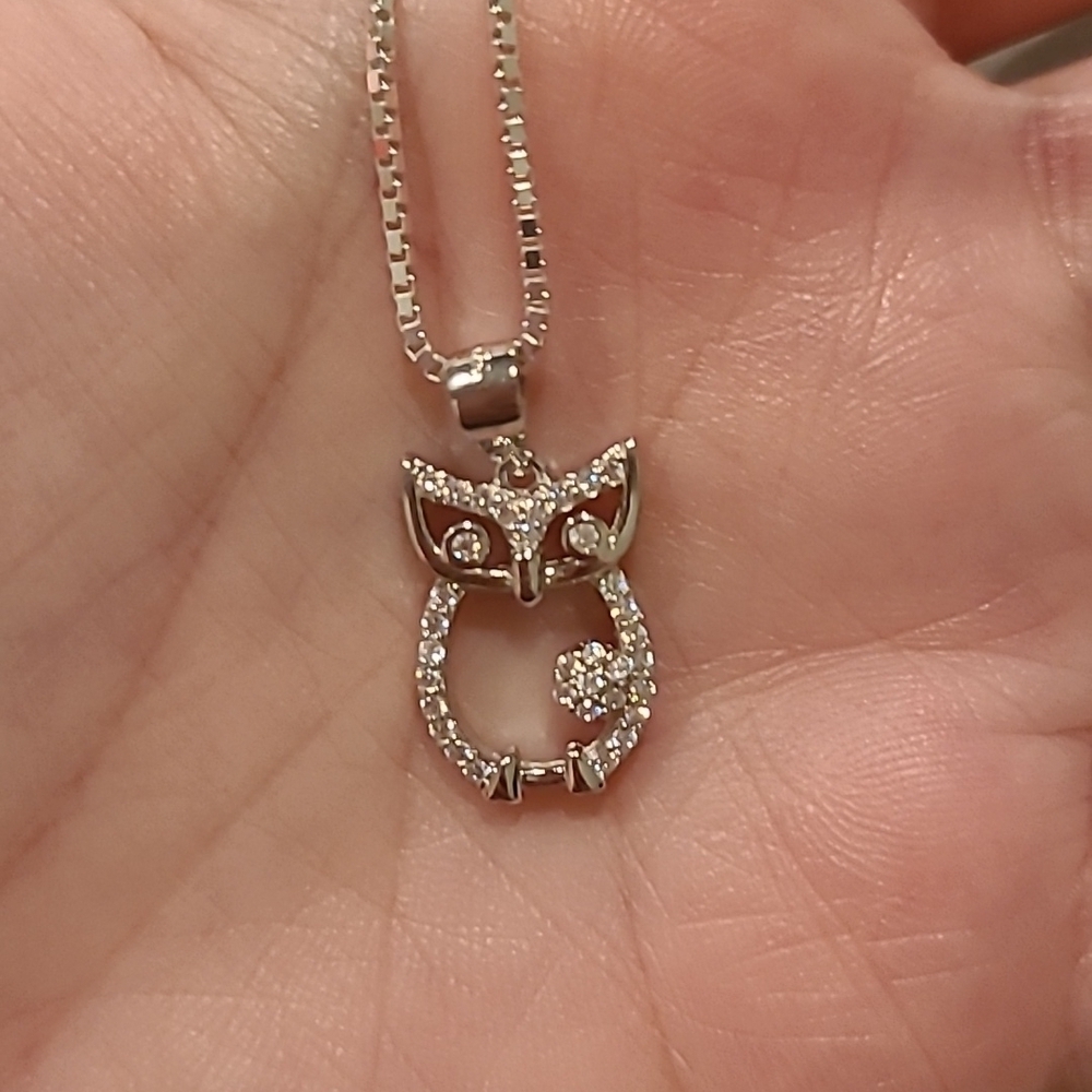 Owl necklace Cubic zirconia sterling silver